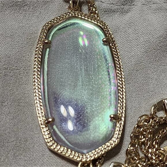 Kendra Scott Rayne Gold Long Pendant Necklace in Dichroic Glass new!! - Picture 2 of 16